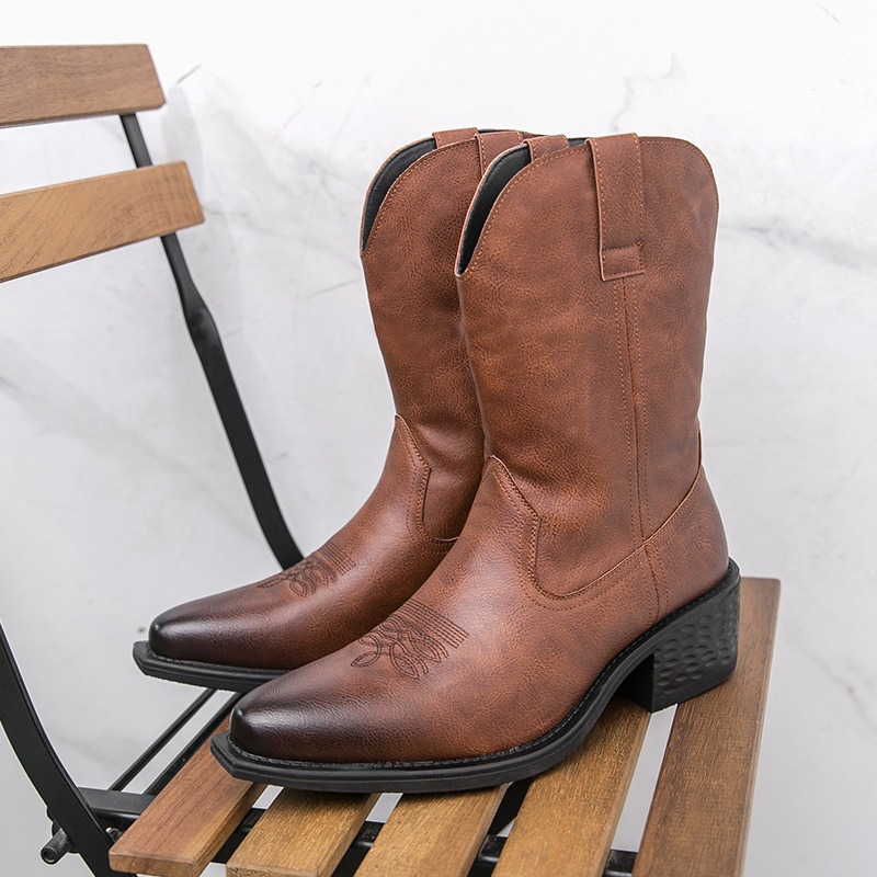 The Ethnic Fashion - Mannen Laarzen Klassieke Borduren Western Cowboy