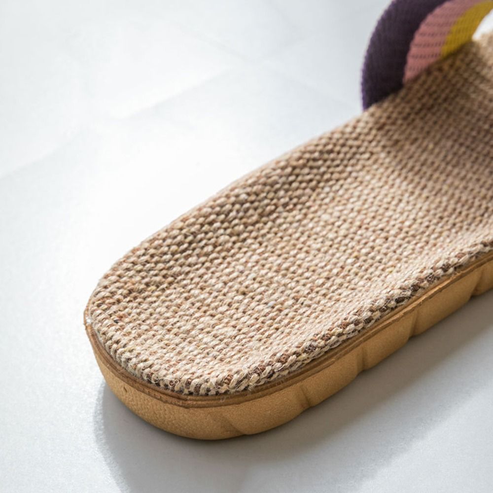 The Ethnic Fashion - Mode etnische stijl linnen kruisslippers vlas